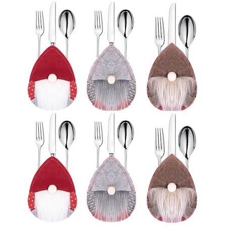 Kieszonka na sztućce 6szt. świąteczne etui, skrzaty ozdoba świąteczna