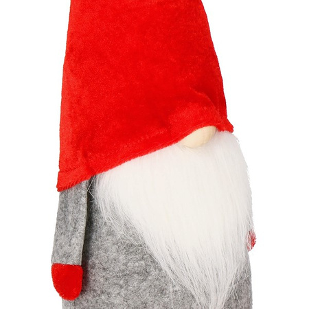 Skrzat 38cm ozdoba świąteczna, krasnal świąteczny, gnom czerwony, szary
