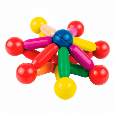 Klocki magnetyczne konstrukcyjne 3D komplet 128 szt. patyczki i kulki