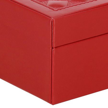 Kufer, szkatułka na biżuterię ekoskóra 25x25x8,5 cm bordowy z przegródkami