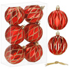 Bombki choinkowe 7 cm 6 szt. komplet dekoracje świąteczne zdobione złoto-czerwone