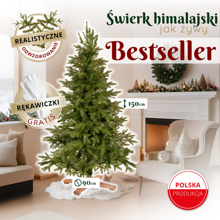 Świerk himalajski, choinka sztuczna Royal Trees premium PE 150 cm drzewko świąteczne jak żywe