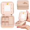 Kufer, szkatułka na biżuterię ekoskóra 10x10x5 cm różowy organizer z przegródkami