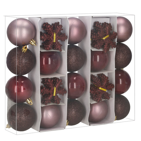 Bombki choinkowe 40 szt. komplet dekoracje świąteczne zawieszki nietłukące, fioletowe