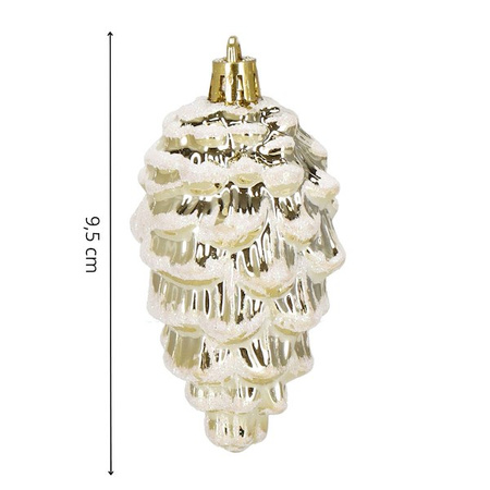 Zawieszki choinkowe szyszki 6 szt. ozdoby świąteczne 9,5 cm bombki złoty brokat