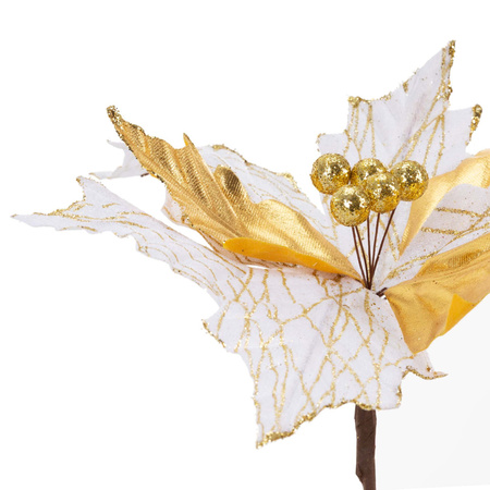 Gwiazda betlejemska 26 cm sztuczny kwiat, poinsecja złota z brokatem