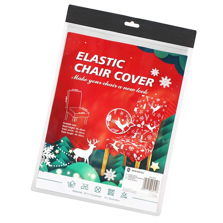 Pokrowiec na krzesło świąteczny, elastyczny, uniwersalny czerwony