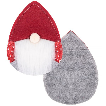 Kieszonka na sztućce 10szt. świąteczne etui, skrzaty czerwone ozdoba świąteczna