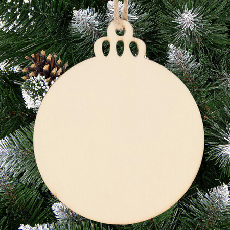 Zawieszka choinkowa 7cm drewniana, ozdoby świąteczne bombki zestaw 6 szt.