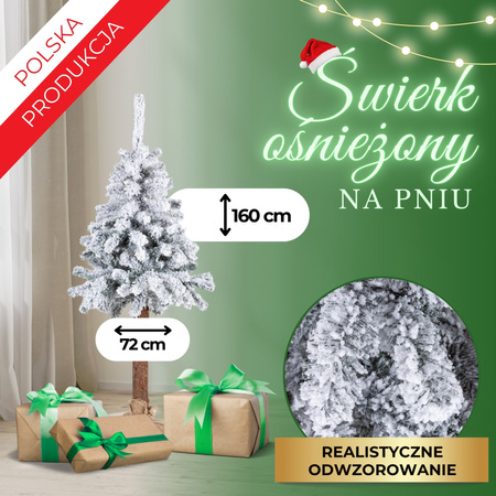 Choinka na pniu sztuczna, świerk śnieżony 160 cm