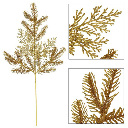 Gałązka świąteczna sztuczna dekoracja do stroika 69 cm złota