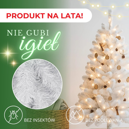 Choinka sztuczna 120 cm biała jodła jak żywa, nowoczesna, ze stojakiem