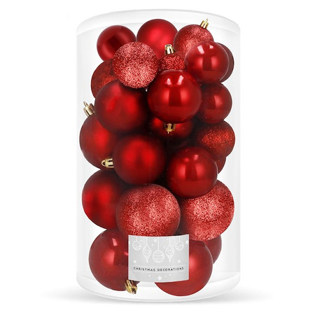 Bombki choinkowe 30 szt. ozdoby świąteczne czerwony