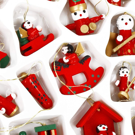 Zawieszki choinkowe 30 sztuk drewniane ozdoby świateczne