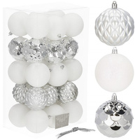 Bombki choinkowe 30 szt. ozdoby świąteczne zestaw 8 cm białe