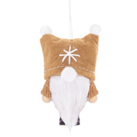 Krasnal 8cm ozdoba świąteczna, skrzat świąteczny, gnom brązowy