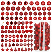 Bombki choinkowe, zestaw 100 szt. dekoracji do stroika nietłukące, czerwone
