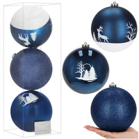 Duże bombki choinkowe 15 cm 3 szt. ozdoby świąteczne nietłukące niebieskie
