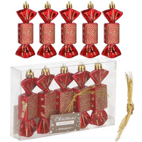 Bombki choinkowe 5 szt. ozdoby świąteczne zestaw cukierki 8cm czerwone