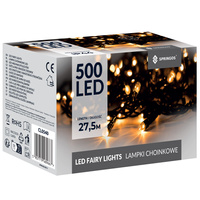 Lampki choinkowe zewnętrzne, wewnętrzne 500 led biały ciepły 27,5 m światełka świąteczne