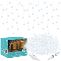 Kurtyna świetlna 200 led girlanda, lampki wewnętrzno-zewnętrzne sople zimny biały