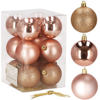 Bombki choinkowe 6 cm różowe złoto 12 szt.
