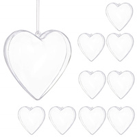 Bombki akrylowe 8cm serce plastikowe decoupage zestaw 10 szt.
