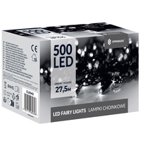 Lampki choinkowe zewnętrzne, wewnętrzne 500 led zimny biały+ zimny biały flash 27,5 m światełka świąteczne