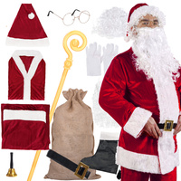 Strój św. Mikołaja 12 elementów, kostium welurowy przebranie czerwony