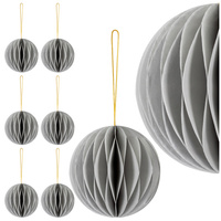 Bombki z papieru 6 szt. ozdoby choinkowe zawieszki świąteczne 8 cm rozkładane, szary