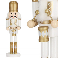 Dziadek do orzechów 30,5 cm z bębenkiem drewniany żołnierzyk złoty, figurka świąteczna