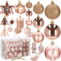 Bombki choinkowe 77 szt. rose gold zestaw choinkowy