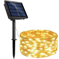 Lampki choinkowe 100 Led druciki ciepły biały oświetlenie świąteczne solarne