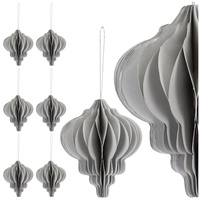 Bombki z papieru 6 szt. ozdoby choinkowe zawieszki świąteczne 12,5 cm rozkładane szare