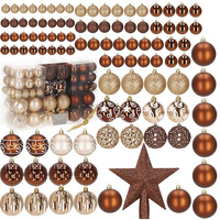 Bombki choinkowe 101 szt. ozdoby świąteczne zestaw z gwiazdą brązowe, rose gold