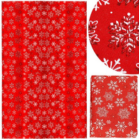 Bieżnik na stół 140 x 220 cm obrus świąteczny ze śnieżynkami czerwony