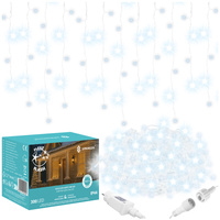 Kurtyna świetlna 14,5 m girlanda, lampki wewnętrzno-zewnętrzne 300 led sople zimny biały z flash