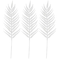 Sztuczny liść palmy ozdoba 3 szt. świąteczna dekoracja do stroika biała z brokatem