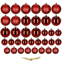 Bombki choinkowe 36 szt. zestaw ozdoby świąteczne nietłukące dekoracje czerwone