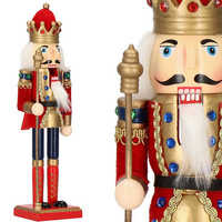 Dziadek do orzechów 31 cm z berłem, drewniany żołnierzyk multikolor, figurka świąteczna