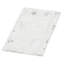 Bieżnik na stół świąteczny 183x35cm obrus świąteczny w śnieżynki biały