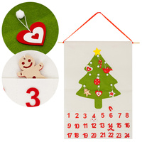 Kalendarz adwentowy na ścianę z 24 okienkami, ozdobami na choinkę, dekoracja świąteczna