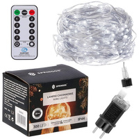 Lampki choinkowe z pilotem 300 led druciki na prąd biały zimny