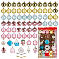 Bombki choinkowe 69 szt. zestaw dekoracji świątecznych, wielokolorowe