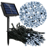 Lampki choinkowe 100 Led 12 m zimny biały oświetlenie świąteczne solarne