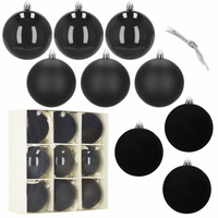 Bombki choinkowe, zestaw 9 szt. dekoracji do stroika 8,5 cm nietłukące, czarne