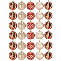 Bombki choinkowe 30 szt. ozdoby świąteczne zestaw 8cm czerwone, rose gold