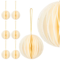 Bombki z papieru 6 szt. ozdoby choinkowe zawieszki świąteczne 8 cm rozkładane, biały