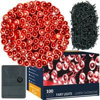 Lampki choinkowe 100 led czerwone 8,5 m oświetlenie świąteczne