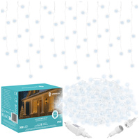 Kurtyna świetlna z pilotem 14,5 m girlanda 300 led lampki wewnętrzno-zewnętrzne sople zimny biały